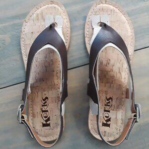 Korks Vegan Skylar Flat Thong Sandal Dark Brown Size 9